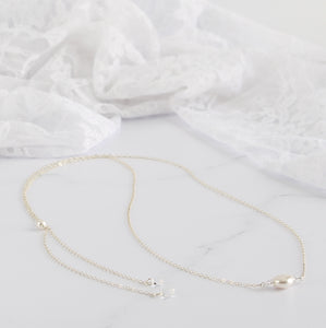 Collier de dos mariée perles de cristal swarovski perles nacrées