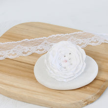 Charger l&#39;image dans la galerie, accessoire cheveux mariage fleur satin blanche perle rose strass pince crocro
