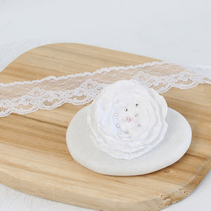accessoire cheveux mariage fleur satin blanche perle rose strass pince crocro