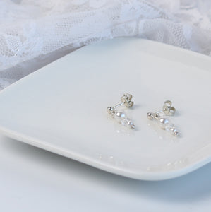 Boucles d'oreilles argent 925 mariage perles swarovski blanches