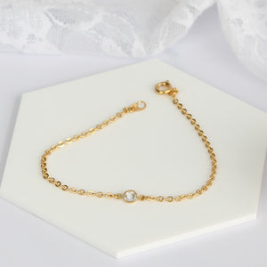 Bracelet mariage chaîne dorée or fin strass swarovski 