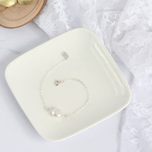 Bracelet de mariée perle plate blanche swarovski 