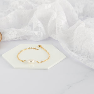 Bracelet mariée chaîne doré or fin perles swarovski