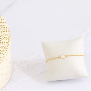 Bracelet de mariée doré or fin cabochon nacre naturelle