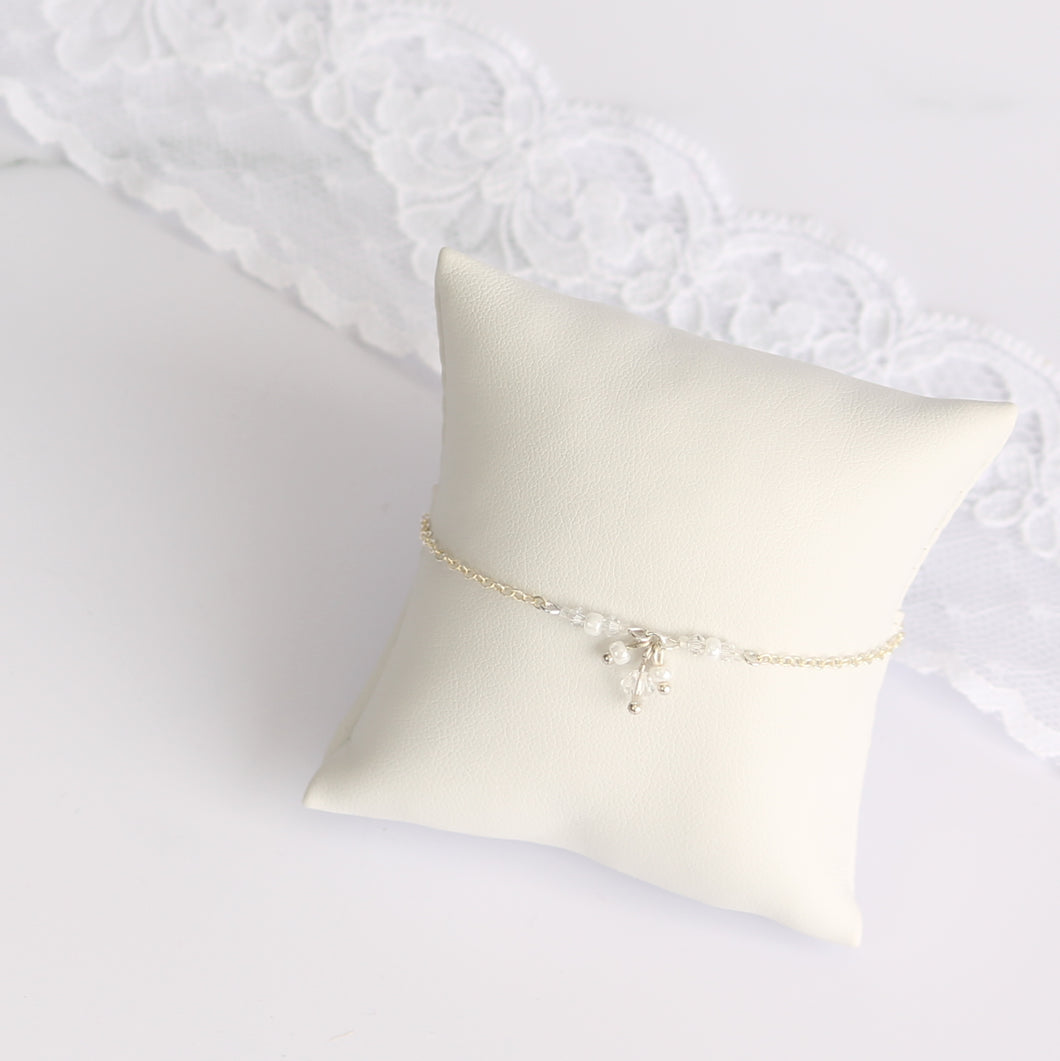 Bracelet de mariée perles rocailles et Swarovski argent 925