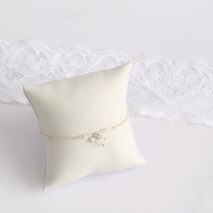 Bracelet de mariage perles blanches et perles de cristal Swarovski argent 925