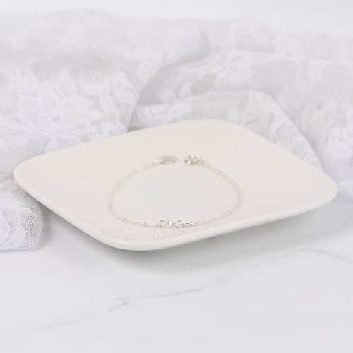 Bracelet de mariée minimaliste perle nacrée blanche swarovski 