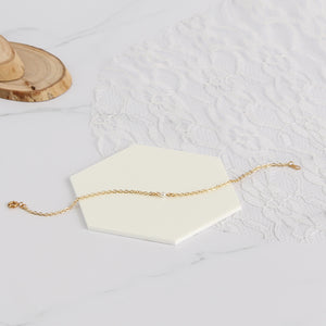 Bracelet mariée chaîne doré or fin perle blanche