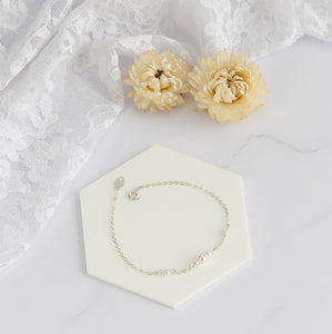 Bracelet de mariage perles nacrées blanches chaîne argent 925