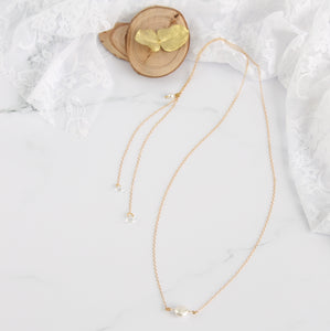 Collier de dos mariée perles swarovski doré or fin